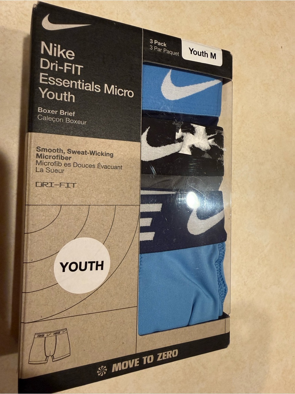Nike Youth 3-Pack Boxer Briefs - Light Blue, Black, Navy